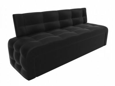 Диван кухонный прямой Люксор, Черный, Экокожа